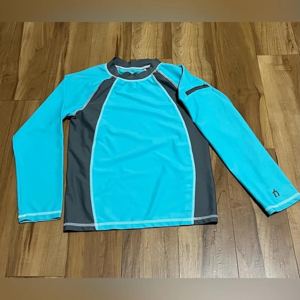 Cabana Life Girls Size 12 Turquoise Rash Guard Swim Top UPF Sun Protection NWOT